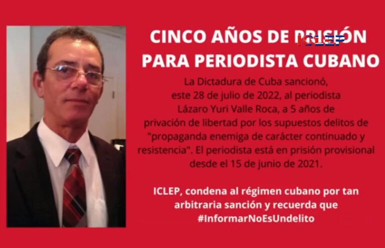 Dictadura cubana condena al periodista Lázaro Yuri Valle Roca a cinco años de cárcel