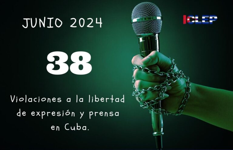 Represión en Cuba: ICLEP registra 38 hechos violatorios a la libertad de expresión y prensa en el mes de junio
