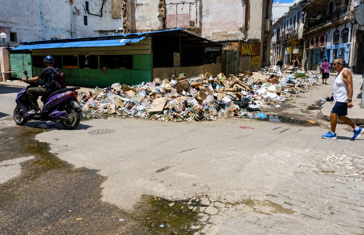 Vertedero y aguas albañales persisten junto a agromercado en Centro Habana