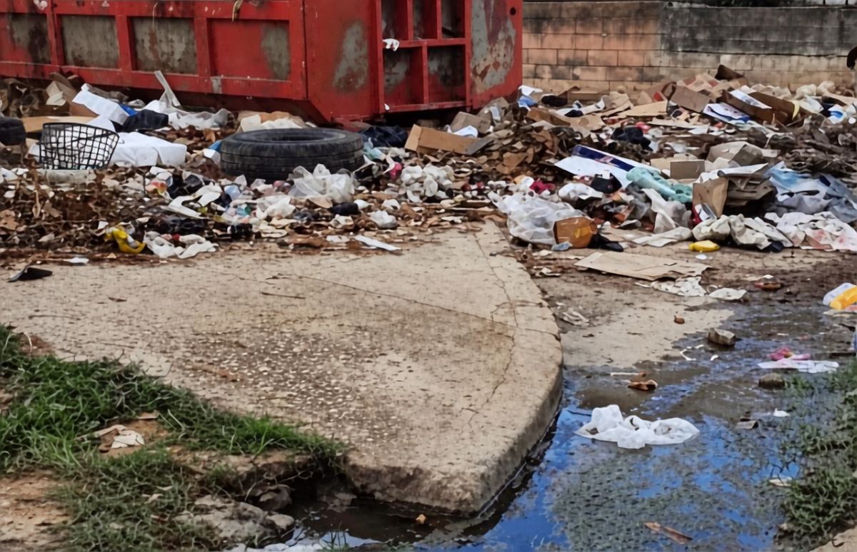Aguas negras y basura convierten el parqueo de la Casa de la Música en un foco insalubre